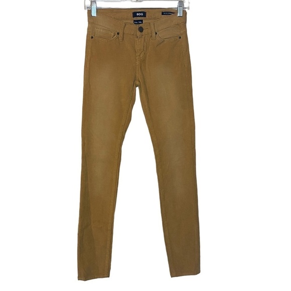 NWT UO BDG mid rise cigarette ankle pressed corduroy pants womens 24 caramel - Picture 1 of 10